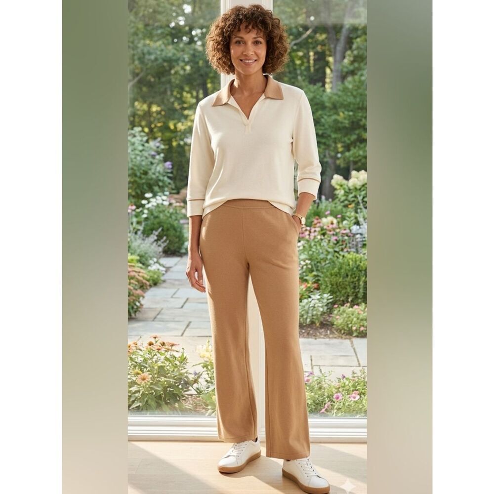 Take 50% OFF- Jaclyn Smith 2pcs Tan Knit Flare Pants - Women, Size-X